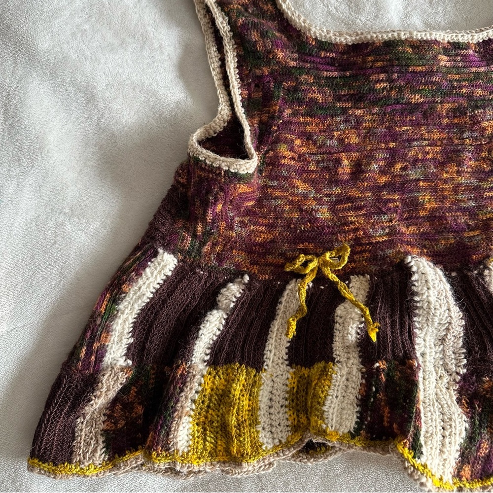 Handmade Crochet Wool Top with Removable bows